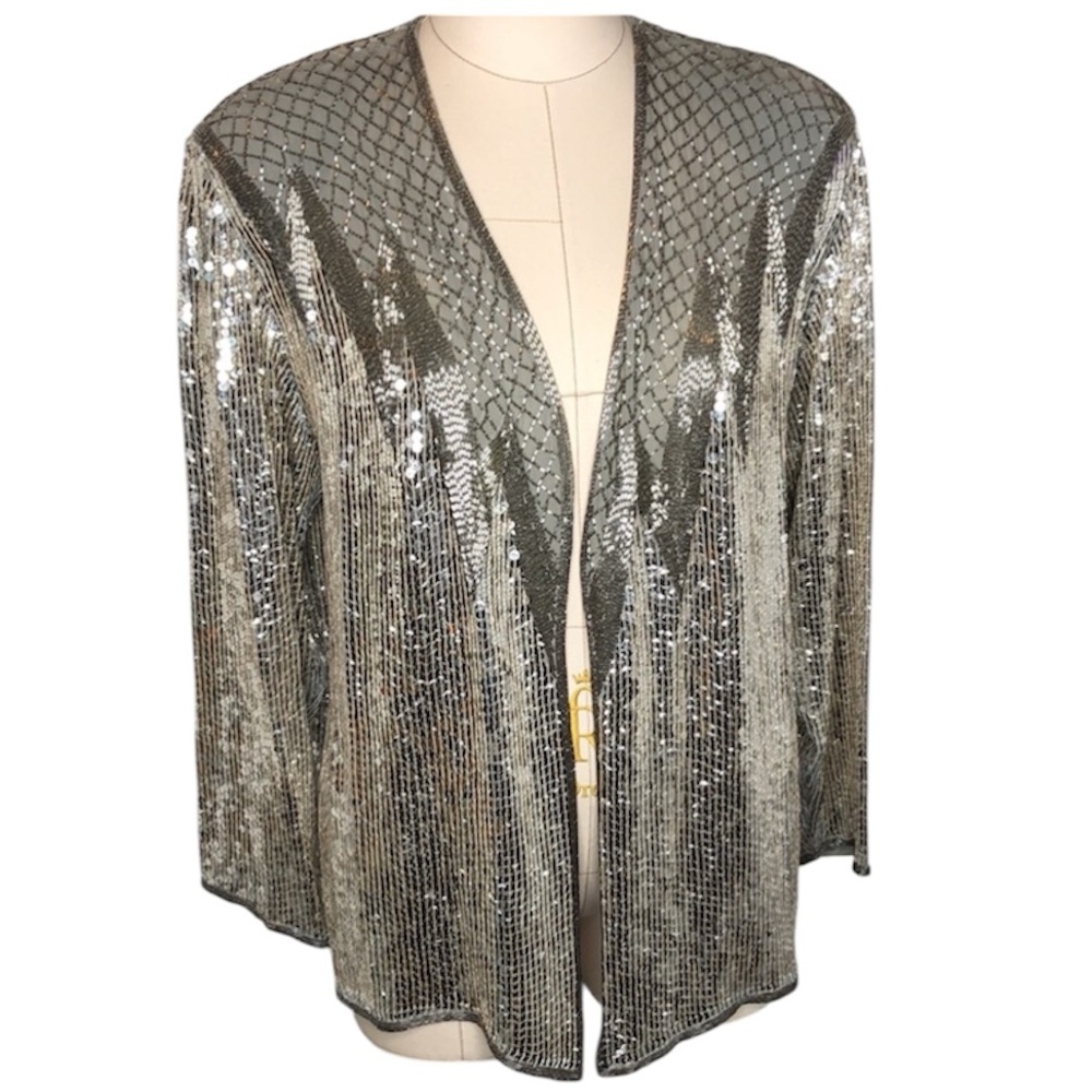 Vintage 1970’s Iconic Halston beaded sequin silk jacket